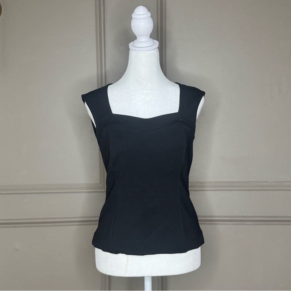 White House Black Market Black Sweetheart Neck Sleeveless Top Size 2